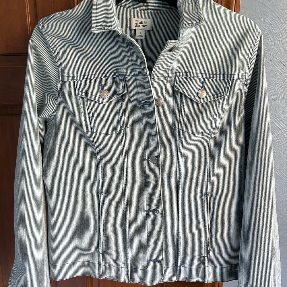 Croft & Barrow Light Blue Pinstripe Jean Jacket
